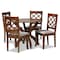 Baxton Studio Beth Grey Upholstered and Walnut Wood 5-Piece Dining Set 173-9874-10901 - alternate 1